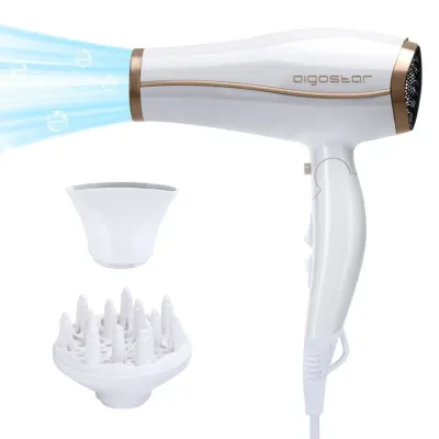 Aigostar Secador de Pelo Ionico 2200W 2 Velocidades Blanco