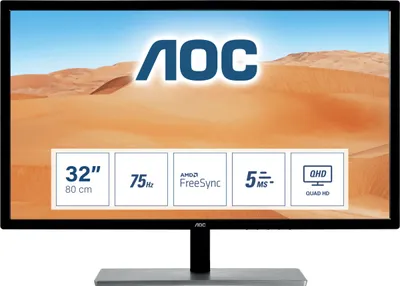 AOC 79 Series Q3279VWFD8 pantalla para PC 80 cm (31.5") 2560 x 1440 Pixeles Quad HD LED Negro, Plata