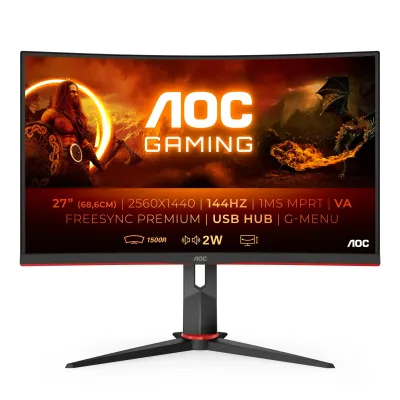 AOC G2 CQ27G2U/BK 27" QHD 2560x1440 LED Negro/Rojo