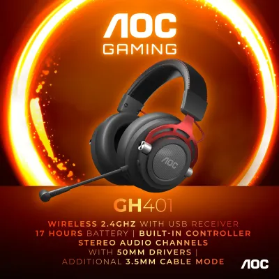 AOC GH401 Auriculares inálámbricos y alámbricos diadema negro rojo