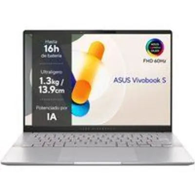 ASUS Vivobook S 14 OLED OLED M5406WA-QD088W Copilot+ PC - Ordenador Portátil 14" WUXGA (AMD Ryzen AI 9 HX 370, 32GB RAM, 1TB SSD, AMD Radeon 890M, Windows 11 Home) Plata Fría - Teclado QWERTY español