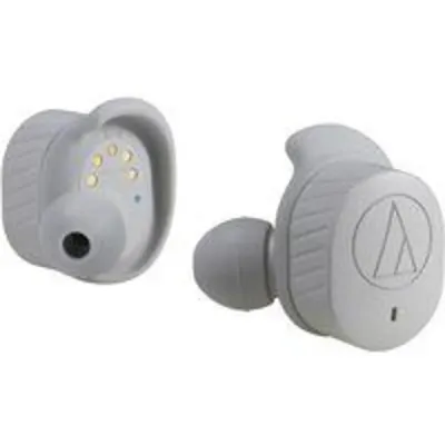 Auriculares Audio-Technica inalámbricos Bluetooth deportivos con micrófono y resistencia al agua en gris