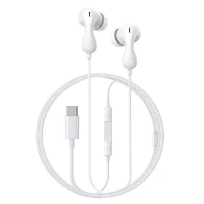 Auriculares Baseus Encok Cz20 con cable USB Tipo C para llamadas y música blancos