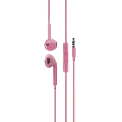 Auriculares DCU Tecnologic 34151002 con cable, conexión jack, para llamadas y música, micrófono y control de volumen, color rosa