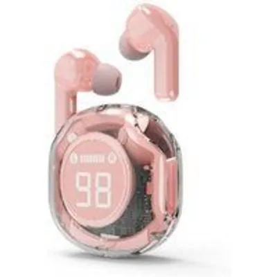 Auriculares Gembird inalámbricos Bluetooth TWS con batería LCD y micrófono rosa