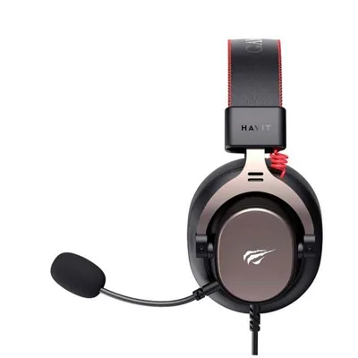 Auriculares Havit 6939119066987 con cable para gaming, micrófono extraíble, control de volumen, color negro