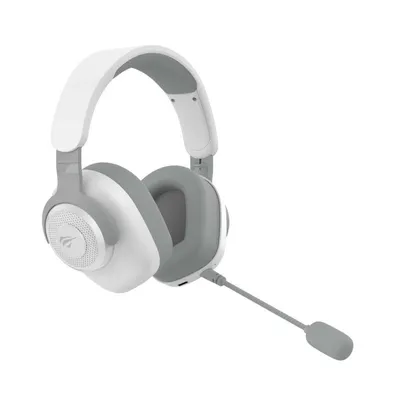 Auriculares Havit 6939119067311 inalámbricos y con cable Bluetooth para gaming, micrófono boom, gris y blanco