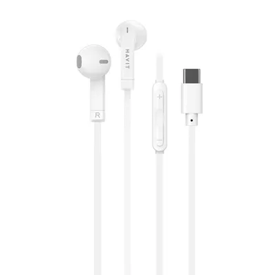 Auriculares Havit 6939119077815 con cable USB-C para música y llamadas, blancos