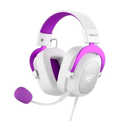 Auriculares Havit 6950676214154 con cable Jack 3,5 mm Gaming Micrófono Púrpura Blanco