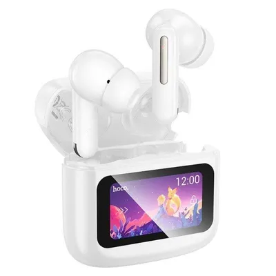 Auriculares Hoco EQ14 inalámbricos Bluetooth TWS con pantalla táctil y estuche de carga blancos