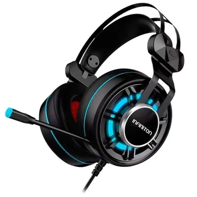 Auriculares Infiniton GHS-IX con cable USB Gaming con Cancelación de Ruido, Micrófono y LED, color negro