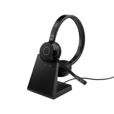 Auriculares Jabra Evolve 65 TE inalámbricos y con cable Bluetooth con Cancelación de Ruido, micrófono y base de carga, negros