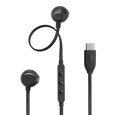 Auriculares JBL con cable USB-C intrauditivos, micrófono, Hi-Res Audio, negros