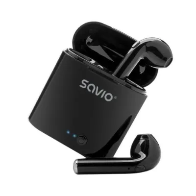 Auriculares Savio inalámbricos Bluetooth 5.0 con micrófono integrado y base de carga