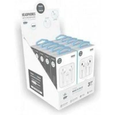 Auriculares Tech One Tech con cable Lightning, micrófono y pack expositor 10 unidades blanco