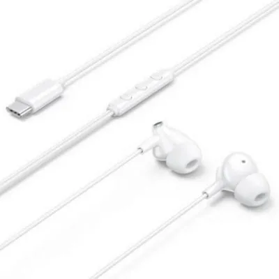 Auriculares Vention Echo Lite con cable USB-C Micrófono intraurales blancos