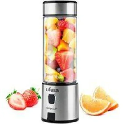Batidora de Vaso Portátil Ufesa Onyx GO & UP! 400ml Tritán 6 Cuchillas Carga USB Negra