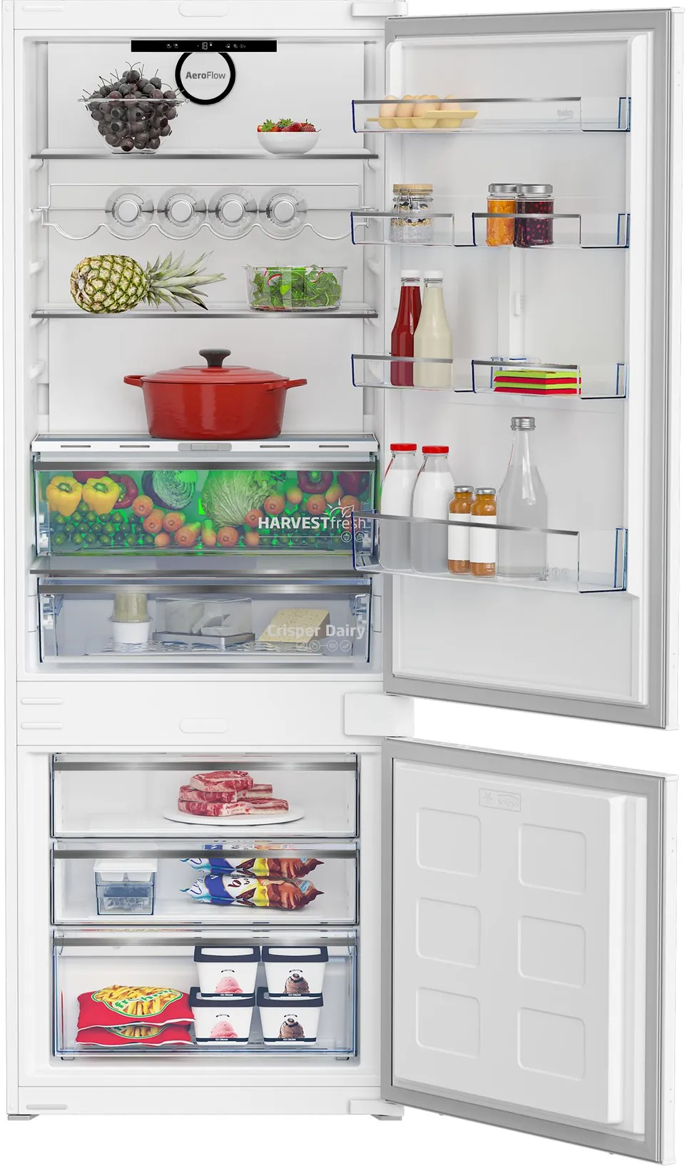 Beko BCNE400E40SN nevera y congelador Integrado 370 L E Blanco