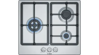 Bosch Serie 4 PGC6B5B90 hobs Acero inoxidable Integrado 60 cm Encimera de gas 3 zona(s)