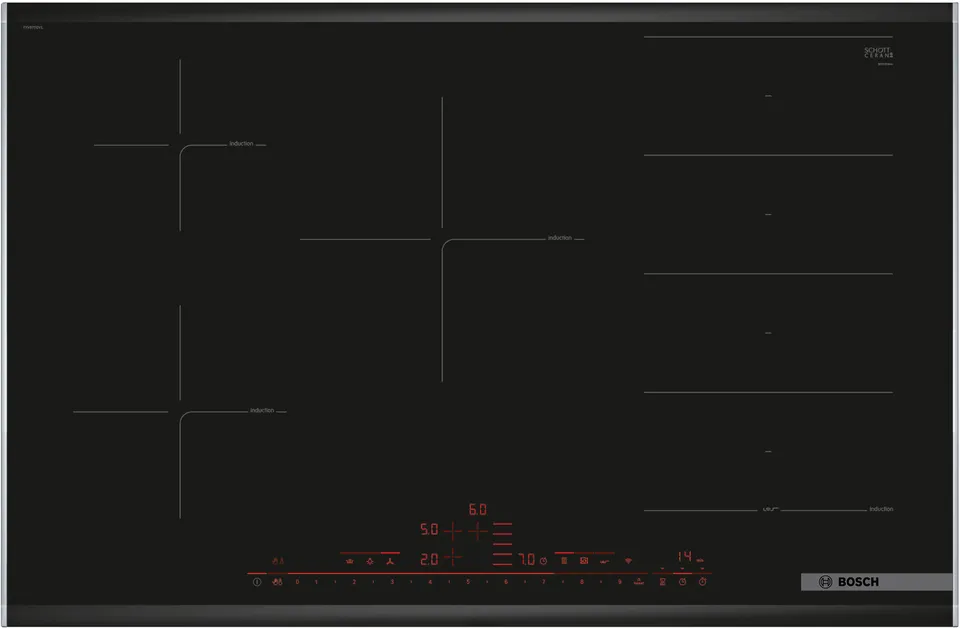 Bosch Serie 8 PXV875DV1E hobs Negro Integrado 82 cm Con placa de inducción 5 zona(s)
