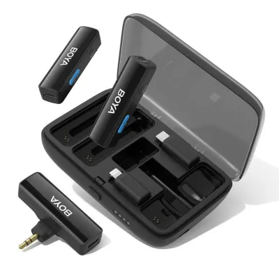 Boya BOYALINK Sistema Micrófono Inalámbrico Solapa USB-C Lightning Trs 3,5mm Negro