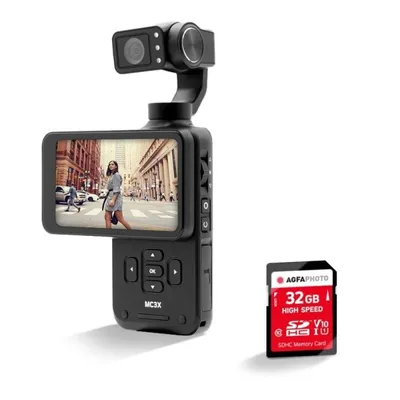 Cámara Digital Compacta Agfaphoto Realimove MC3X 12MP Sensor CMOS Sony IMX317 4K Ultra HD Estabilización 3 Ejes Pantalla Táctil 3.5" Micrófono Integrado
