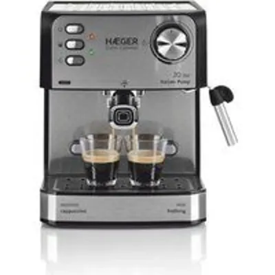 Cafetera Espresso Semi-automática Haeger CM-85B.011A 1,6L 850W acero inoxidable negra