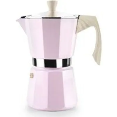 Cafetera Express Ibili Toscana 0,4L Rosa Pastel 6-12 Tazas Antiadherente Resistente