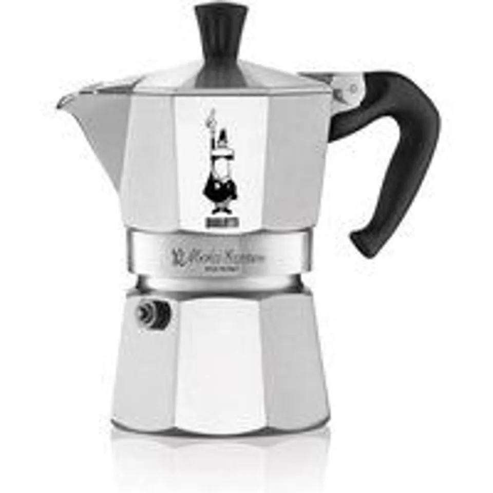 Cafetera Italiana Bialetti Moka Express 4 Tazas Aluminio 0,23L Mango Ergonómico