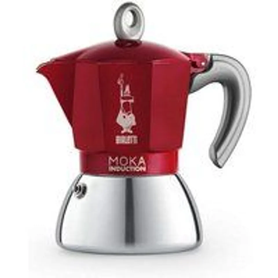 Cafetera Italiana Bialetti Moka Induktion 0,28L 6 tazas aluminio/acero roja