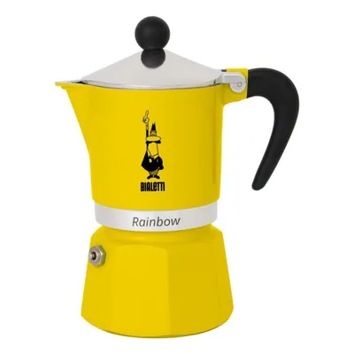 Cafetera Italiana Bialetti Rainbow 6 tazas aluminio negra y amarilla