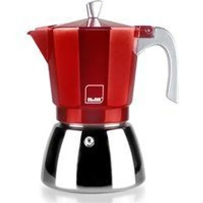 Cafetera Italiana Ibili Elba 0,45L aluminio fundido acero inoxidable roja resistente