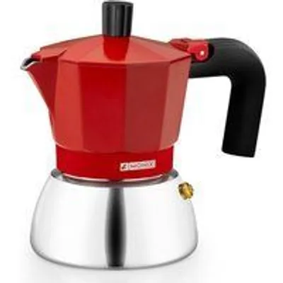 Cafetera Italiana Monix Induction Inox 3 tazas 0,195L Full Induction acero inoxidable rojo