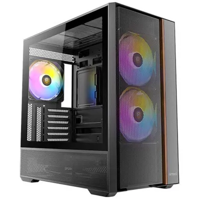 Caja de PC Antec FLUX REAR Midi Tower Negro ATX Iluminación RGB Vidrio templado