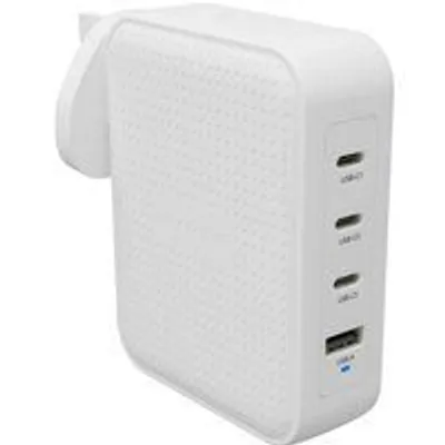Cargador Targus HyperJuice HJ1001WHWWGL 145W GaN 3 USB-C + 1 USB-A Blanco Compacto