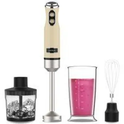 Cecotec Power RetroYellow 1200MAX Crean&Crush Batidora de Mano Retro 4 Cuchillas 0.5L 1200W Amarillo