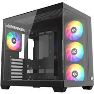 Chasis XYZ TESSERACT X ATX Vidrio Templado 7x120mm ARGB PWM Dual Cámara USB-C Negro/Blanco