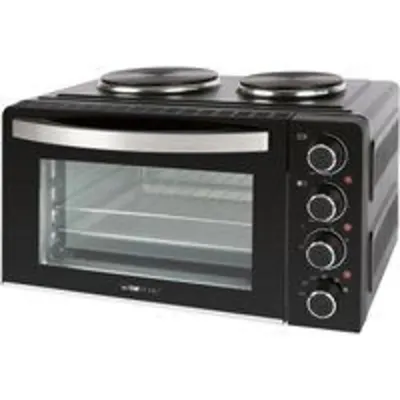 Clatronic KK 3786 Horno de Sobremesa con Hornillo Eléctrico Portátil 28L 3100W Negro