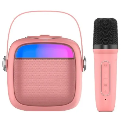 Cool Mini Karaoke 6W Altavoz Bluetooth con Micrófono Rosa