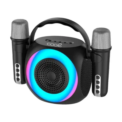 Cool Mini Karaoke Party Bluetooth 6W 2 Micrófonos Negro