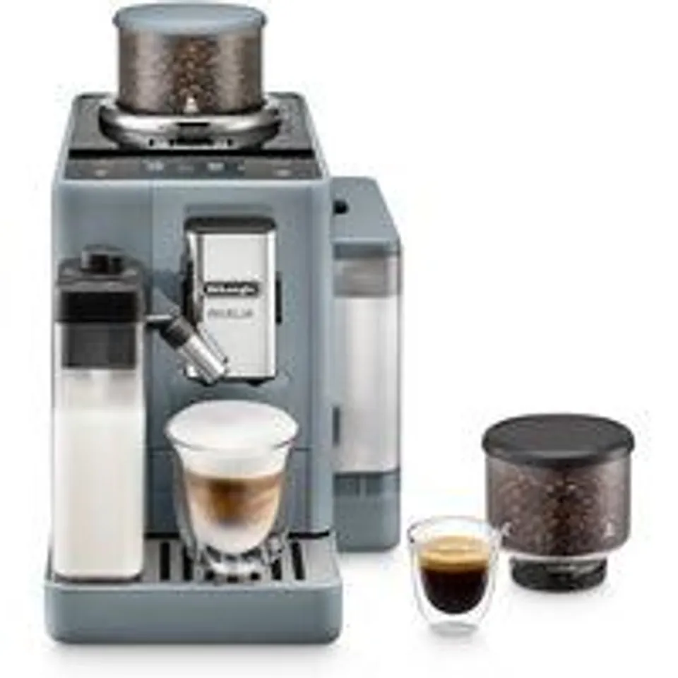 DeLonghi Rivelia Cafetera Superautomática con Depósito de Leche Y Molinillo Integrado 19 Bares Gris