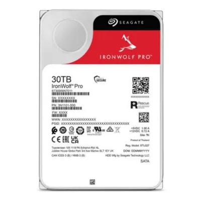 Disco Duro Seagate IronWolf Pro ST30000NT011 30TB HDD 7200rpm NAS 275MB/s 24x7