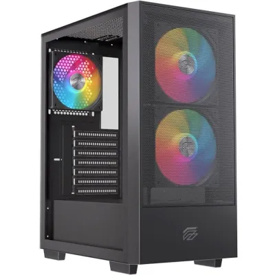 Einarex Caja PC Pulse P100 RGB Negro con Panel de Vidrio Soporta 6 Ventiladores RL 360mm
