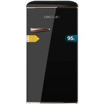 Frigorífico Cecotec Mini Retro 89cm 95L Clase E Negro Icebox Tirador Gold Rose