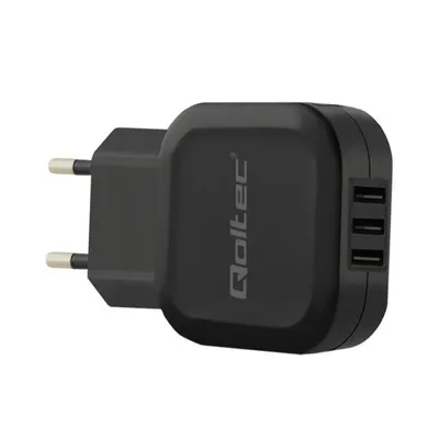 Fuente de Alimentación Qoltec 17W Modelo 50191 3 Puertos USB C Universal Negra