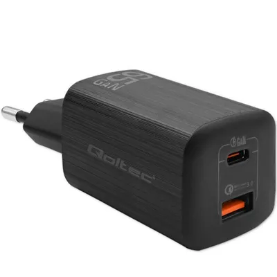 Fuente de Alimentacion Qoltec 65W Modelo 50766 Carga Rapida Ultra Charge USB-C/USB-A Interior Negra