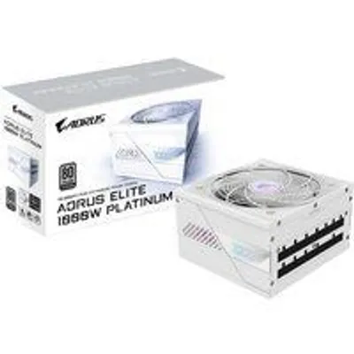 GIGABYTE AORUS ELITE P1000W ICE Fuente de Alimentación - PCIe 5.0, 80 PLUS Platinum, Diseño completamente modular, Ventilador de 120 mm, Compatible con ATX 3.0, Enchufe UE