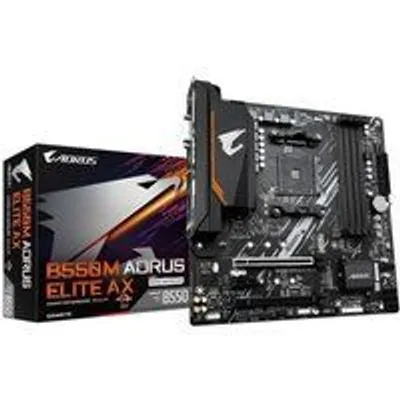 GIGABYTE B550M AORUS ELITE AX Placa base - Procesadores AMD Ryzen 5000, VRM de 5+3 fases, hasta 4733 MHz DDR4, 1xPCIe 4.0 + 1xPCIe 3.0 M.2, Wi-Fi 6E, LAN 1GbE, USB 3.2 Gen 1