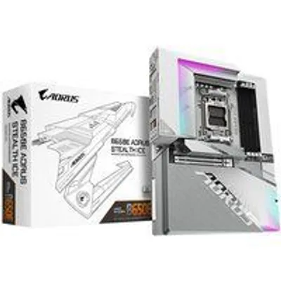 GIGABYTE B650E AORUS STEALTH ICE Placa base - AMD Ryzen serie 9000, VRM de 12+2+2 fases, hasta 8000 MHz DDR5 (OC), 1xPCIe 5.0 + 2xPCIe 4.0 M.2, LAN 2,5 GbE, WIFI 7, USB 3.2 Gen 2x2