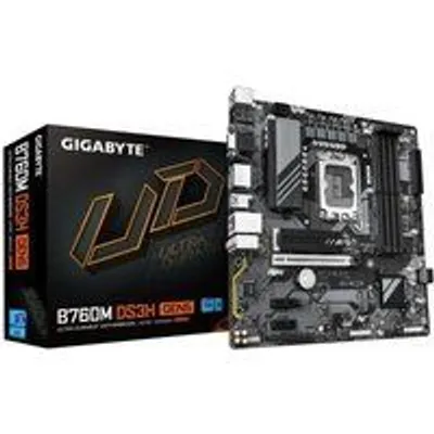 GIGABYTE B760M DS3H GEN5 Placa Base – Compatible con CPUs Intel Core 14ª generación, VRM digital de 6+2+1 fases, hasta 5600 MHz DDR5, 2 x M.2 PCIe 4.0, LAN 2.5GbE, USB 3.2 Gen2